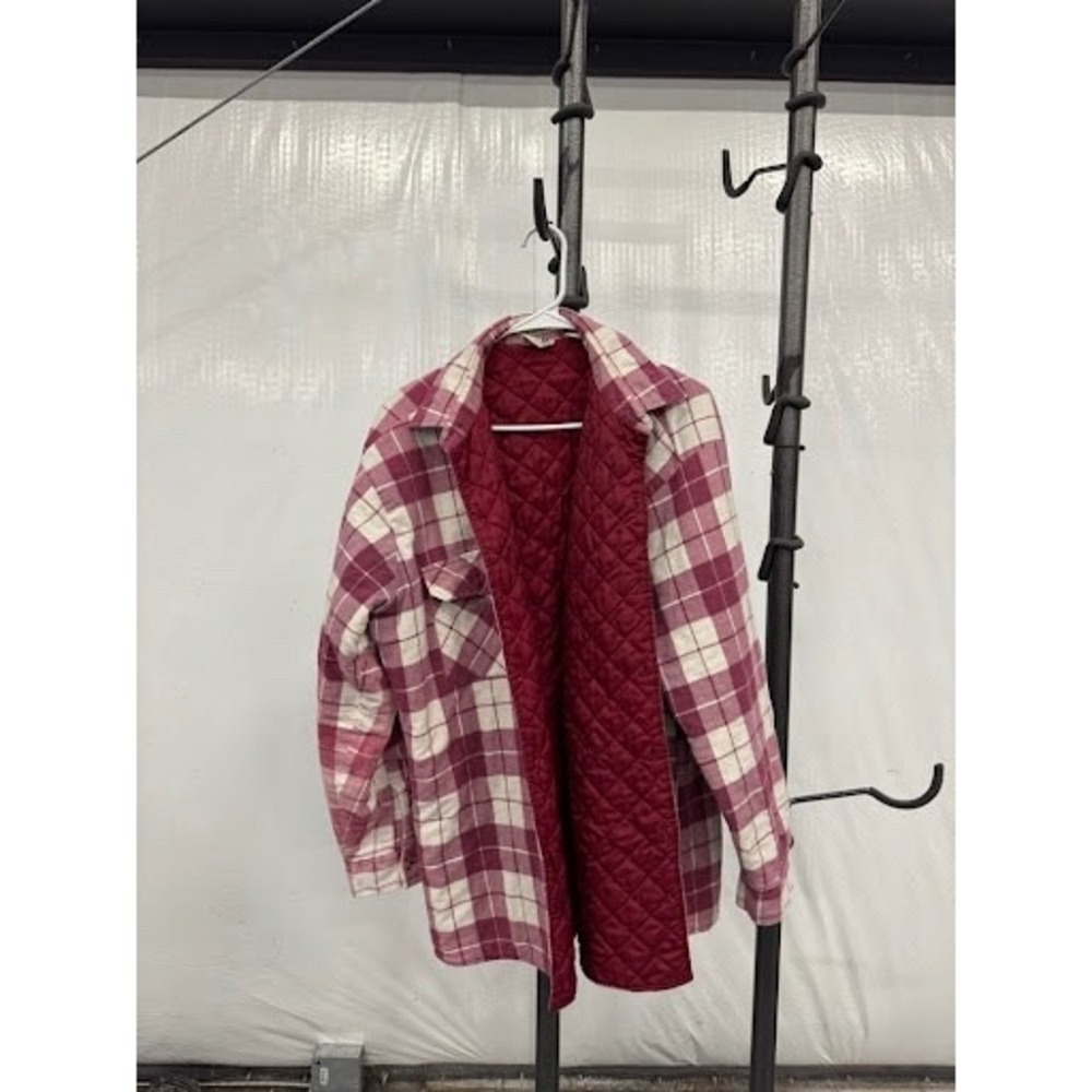 Vintage Lee Quilted Flannel Shirt Jacket - Maroon Plaid - Men's Large Insulated